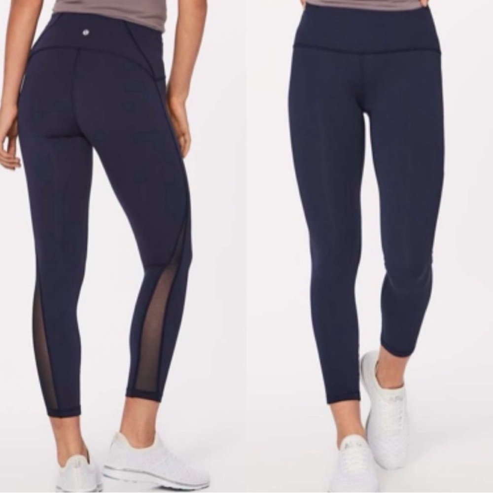 Lululemon Women’s Train Times 7/8 Leggings Navy High Rise Mesh Size 6